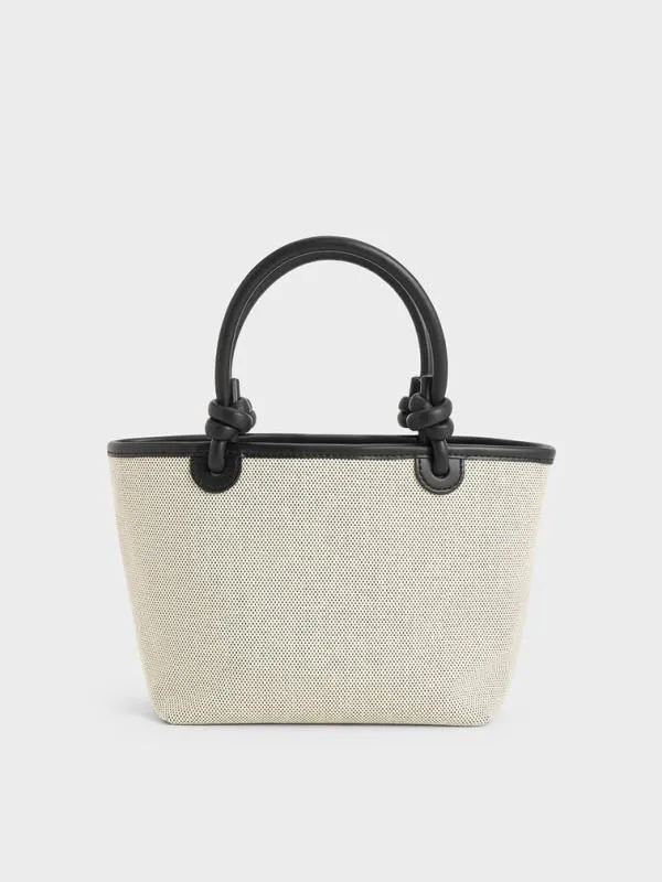 Women Sabine Canvas KnottedHandle Tote Bag 8211 Black CHARLES and KEITH Tote Bags
