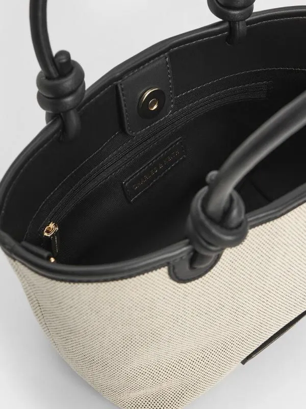 Women Sabine Canvas KnottedHandle Tote Bag 8211 Black CHARLES and KEITH Tote Bags