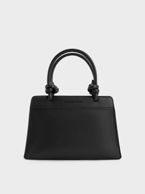Women Sabine KnottedHandle Trapeze Tote Bag 8211 Jet Black CHARLES and KEITH Tote Bags Women Sabine KnottedHandle Trapeze Tote Bag 8211 Jet Black CHARLES and KEITH Tote Bags