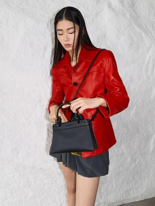 Women Sabine KnottedHandle Trapeze Tote Bag 8211 Jet Black CHARLES and KEITH Tote Bags