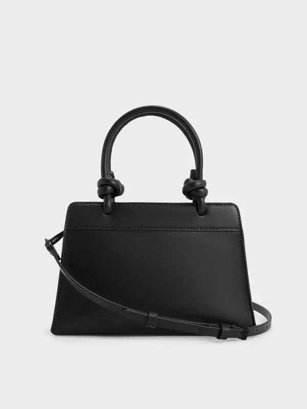 Women Sabine KnottedHandle Trapeze Tote Bag 8211 Jet Black CHARLES and KEITH Tote Bags