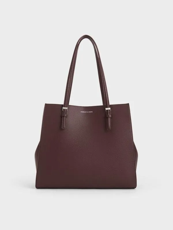 Women Sansa Tote Bag 8211 Plum CHARLES and KEITH Slouchy Bags