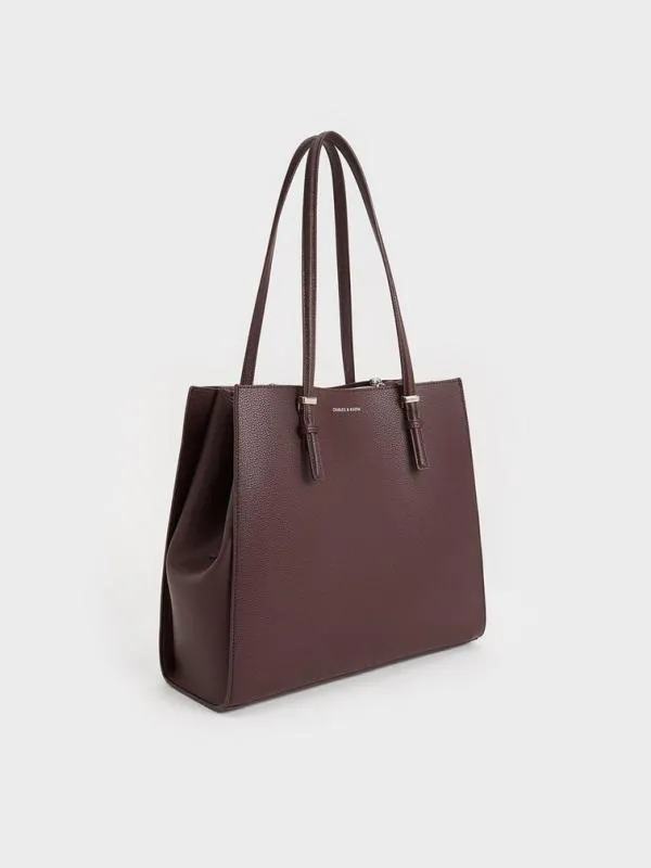 Women Sansa Tote Bag 8211 Plum CHARLES and KEITH Slouchy Bags
