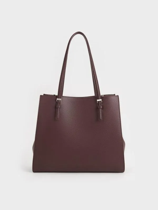Women Sansa Tote Bag 8211 Plum CHARLES and KEITH Slouchy Bags