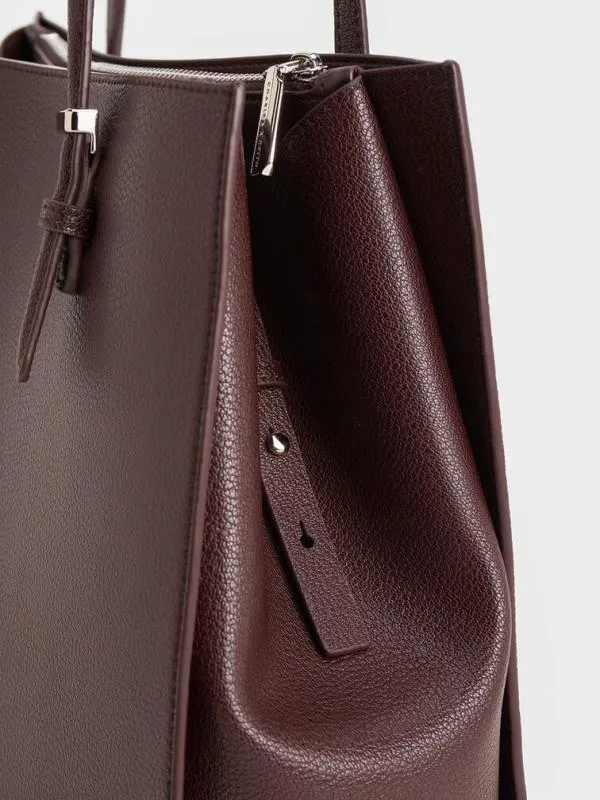 Women Sansa Tote Bag 8211 Plum CHARLES and KEITH Slouchy Bags