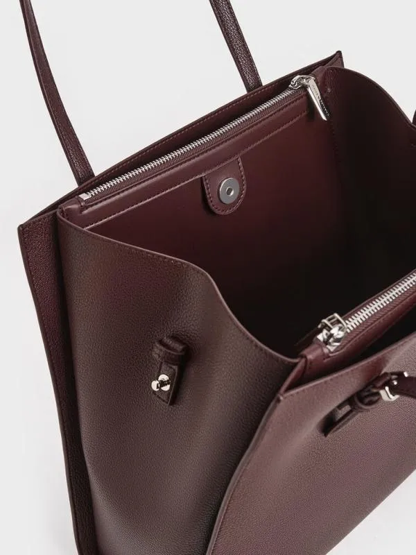 Women Sansa Tote Bag 8211 Plum CHARLES and KEITH Slouchy Bags