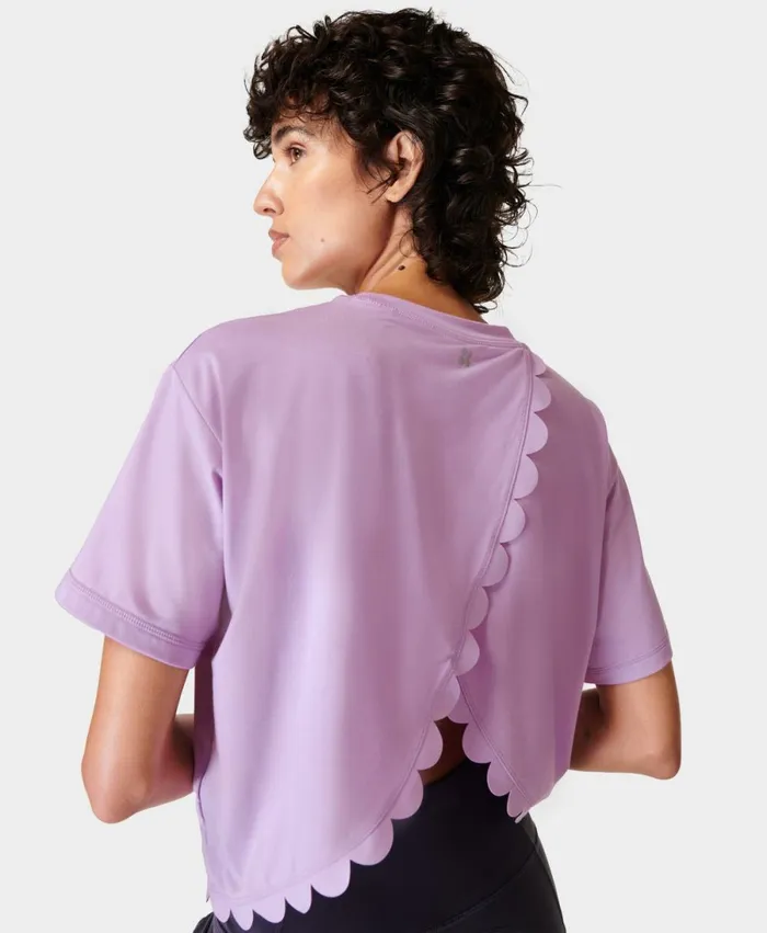 Women Scallop Edge Gym TShirt Lily Purple Sweaty Betty TShirts