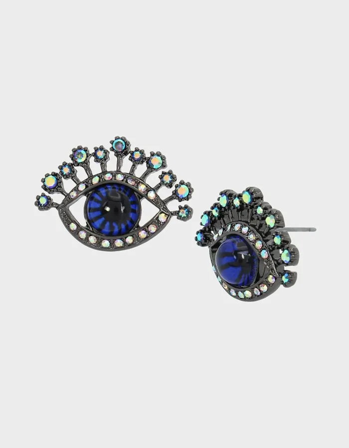 Women SHINE BRIGHT EYE STUDS BLUE Betsey Johnson