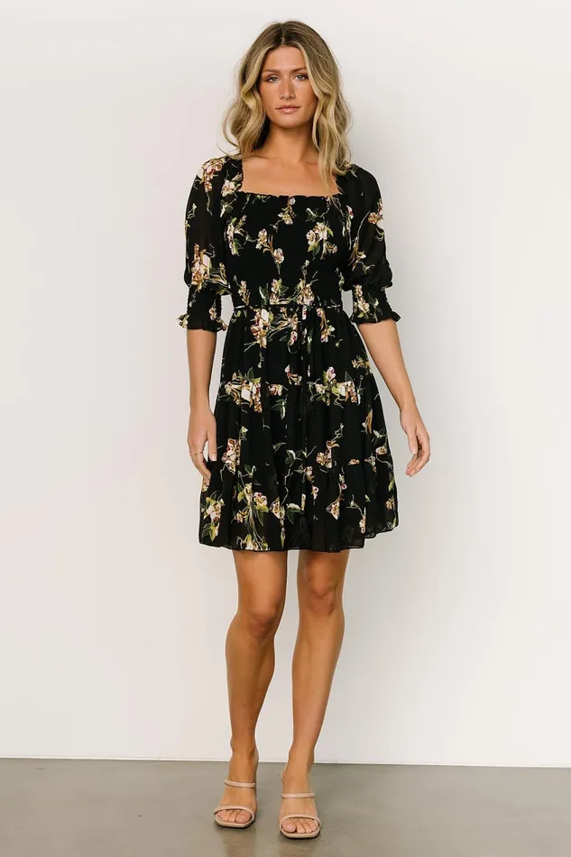 Women Short Dresses Baltic Born Azlyn Smocked Short Dress Night Bloom Floral