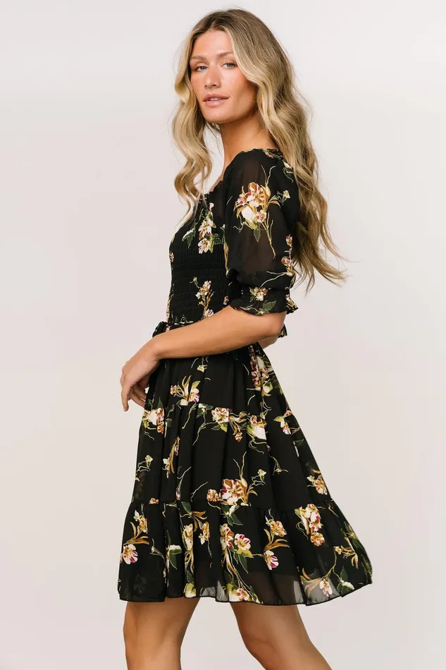 Women Short Dresses Baltic Born Azlyn Smocked Short Dress Night Bloom Floral