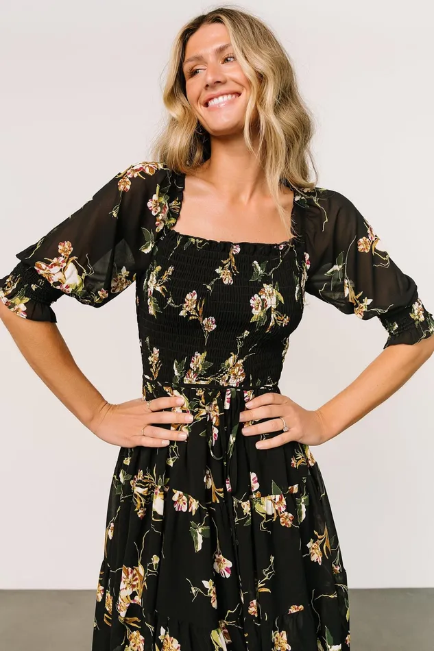 Women Short Dresses Baltic Born Azlyn Smocked Short Dress Night Bloom Floral