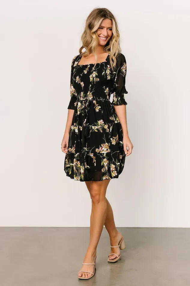 Women Short Dresses Baltic Born Azlyn Smocked Short Dress Night Bloom Floral