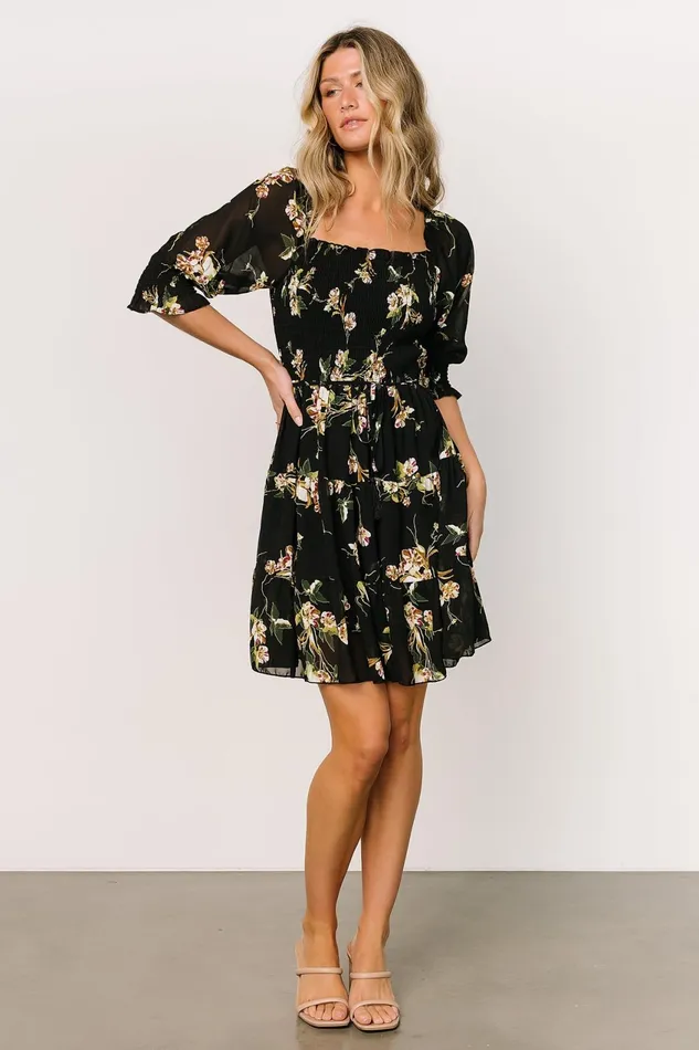 Women Short Dresses Baltic Born Azlyn Smocked Short Dress Night Bloom Floral