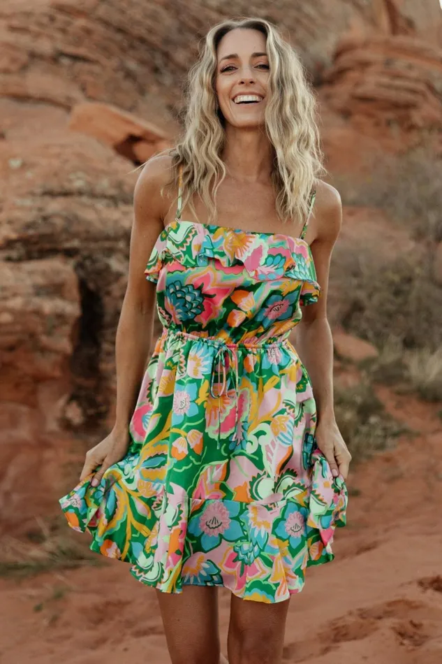 Women Short Dresses Baltic Born Braiden Short Dress Green Multi Floral