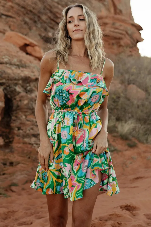 Women Short Dresses Baltic Born Braiden Short Dress Green Multi Floral Women Short Dresses Baltic Born Braiden Short Dress Green Multi Floral