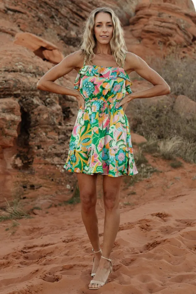 Women Short Dresses Baltic Born Braiden Short Dress Green Multi Floral Women Short Dresses Baltic Born Braiden Short Dress Green Multi Floral
