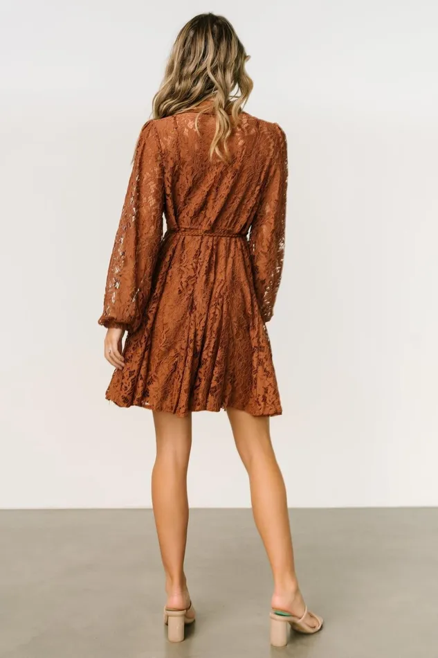 Women Short Dresses Baltic Born Stefan Lace Short Dress Cinnamon Women Short Dresses Baltic Born Stefan Lace Short Dress Cinnamon