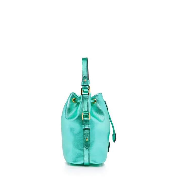 Women Shoulder Bags Tom Ford Laminated Leather Disco Small Bucket On Chain Lagoon Women Shoulder Bags Tom Ford Laminated Leather Disco Small Bucket On Chain Lagoon