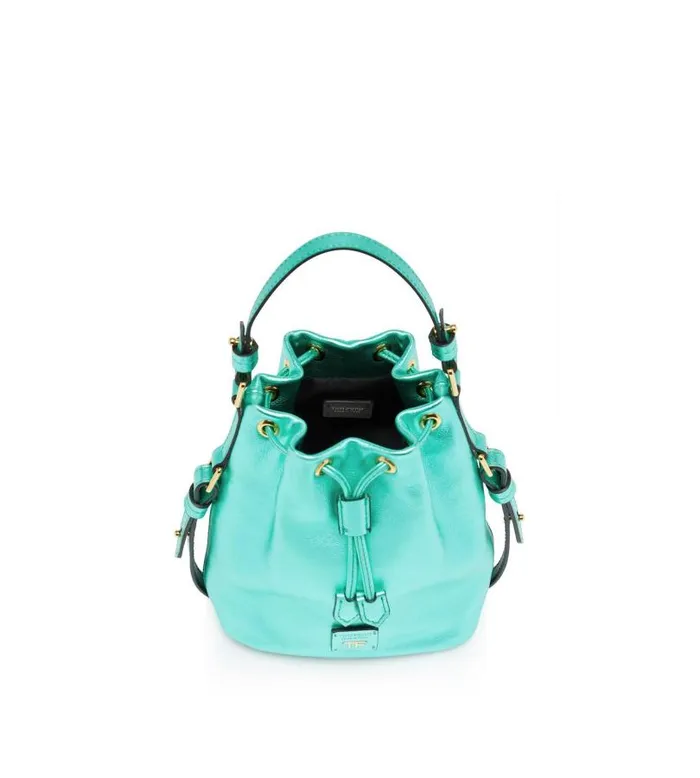 Women Shoulder Bags Tom Ford Laminated Leather Disco Small Bucket On Chain Lagoon Women Shoulder Bags Tom Ford Laminated Leather Disco Small Bucket On Chain Lagoon