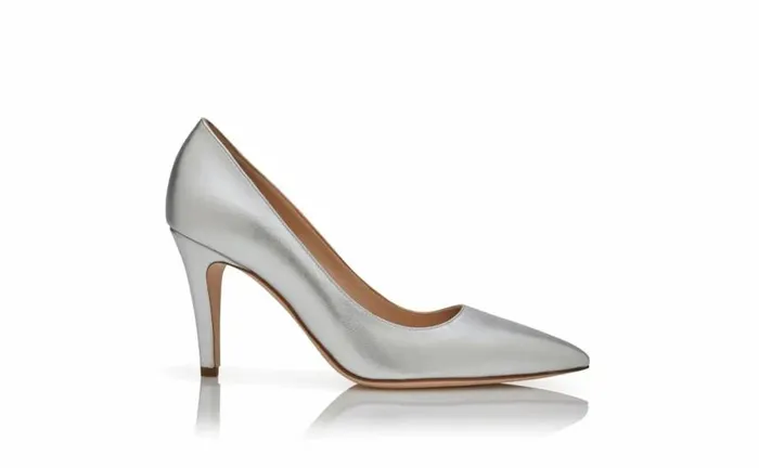 Women Silver Nappa Leather Pumps Manolo Blahnik Pumps