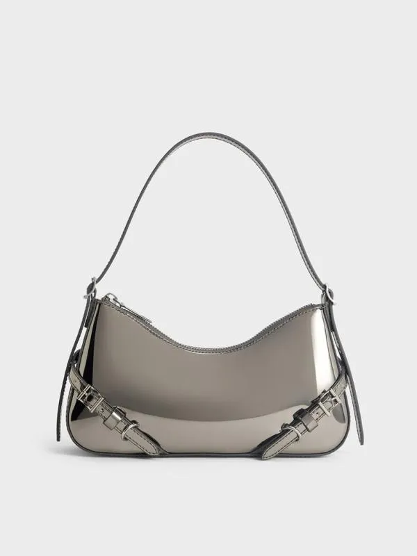 Women Sloane Metallic Shoulder Bag 8211 Pewter CHARLES and KEITH Shoulder Bags Women Sloane Metallic Shoulder Bag 8211 Pewter CHARLES and KEITH Shoulder Bags