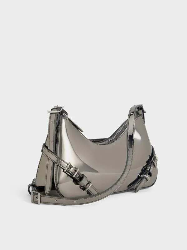 Women Sloane Metallic Shoulder Bag 8211 Pewter CHARLES and KEITH Shoulder Bags