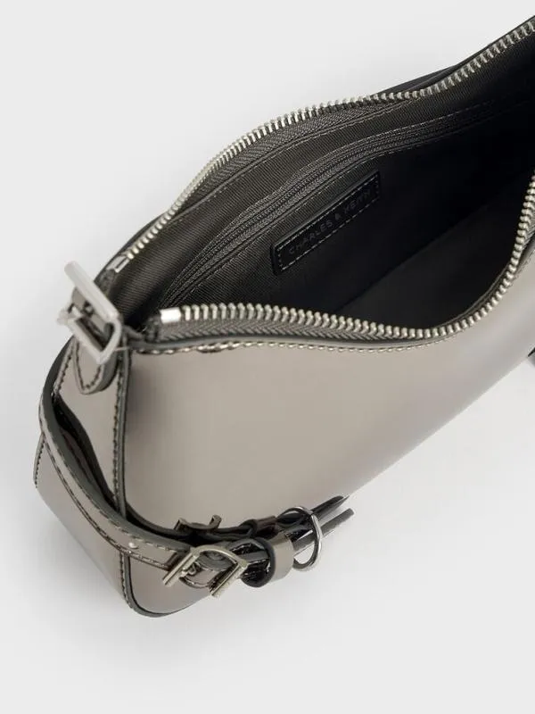 Women Sloane Metallic Shoulder Bag 8211 Pewter CHARLES and KEITH Shoulder Bags