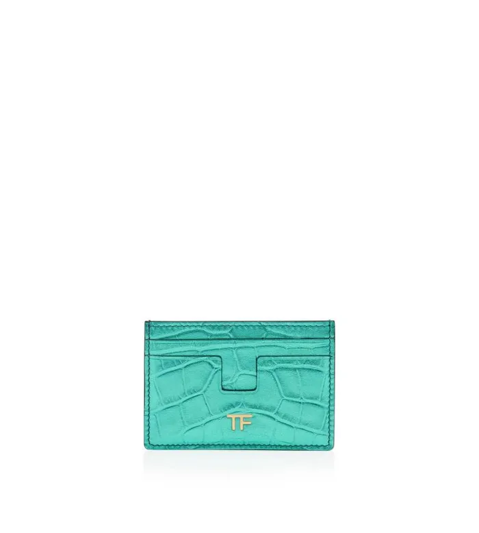 Women Small Leather Goods Tom Ford Metallic Stamped Leather Classic Tf Card Holder