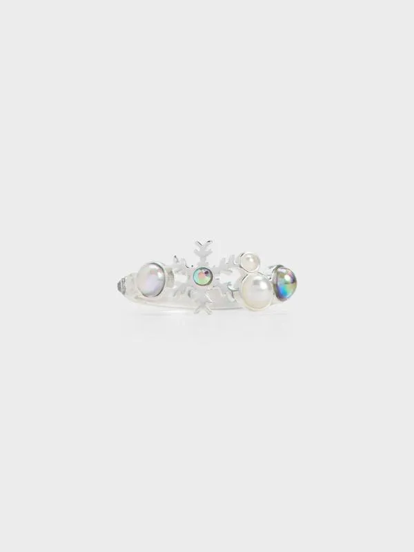 Women SnowflakesMotif Pearl and Crystal Ring 8211 Silver CHARLES and KEITH Rings Women SnowflakesMotif Pearl and Crystal Ring 8211 Silver CHARLES and KEITH Rings
