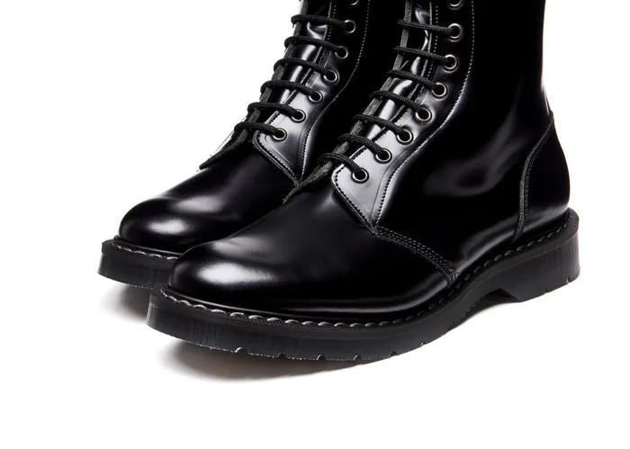Women Solovair Astronaut Boots Black HiShine 11 Eye Astronaut Boot