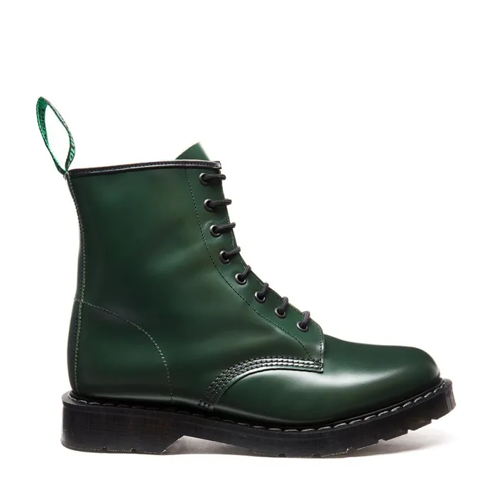 Women Solovair Derby Boots Green HiShine 8 Eye Derby Boot