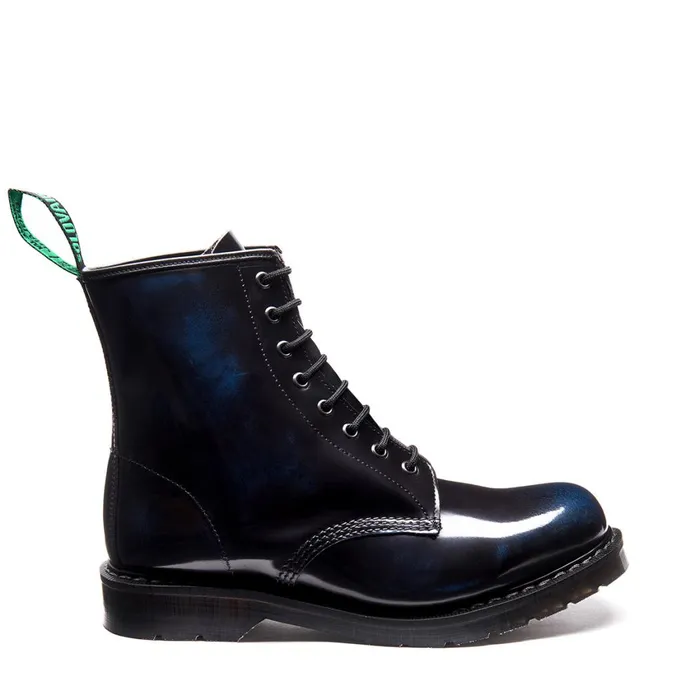 Women Solovair Derby Boots Navy RubOff 8 Eye Derby Boot