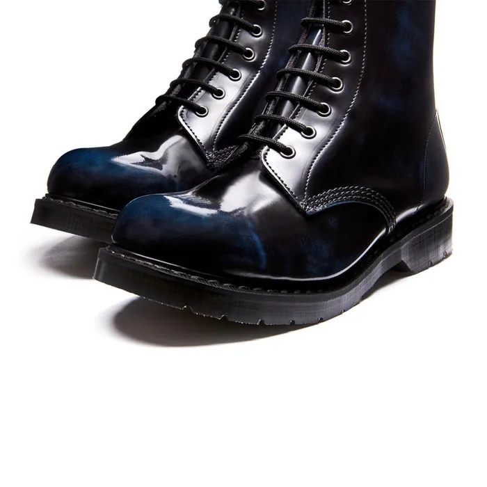 Women Solovair Derby Boots Navy RubOff 8 Eye Derby Boot
