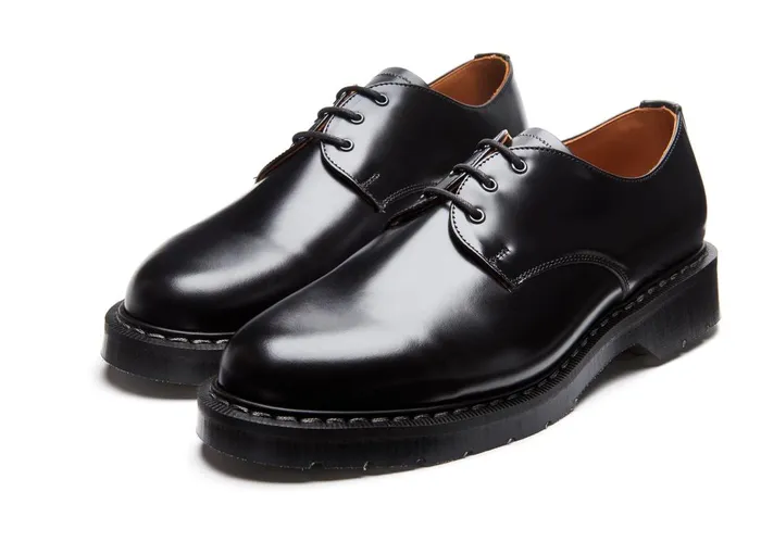 Women Solovair Gibson Shoes Black HiShine Gibson Shoe