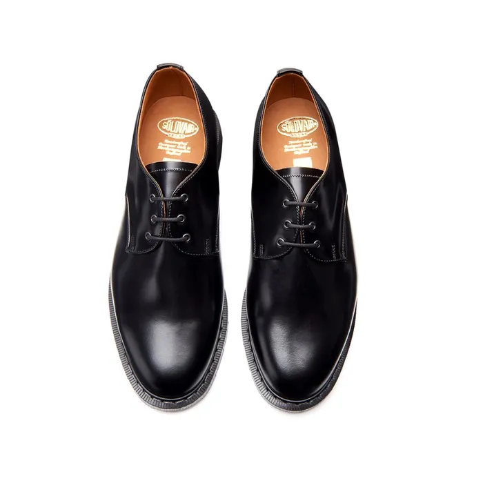 Women Solovair Gibson Shoes Black HiShine Gibson Shoe