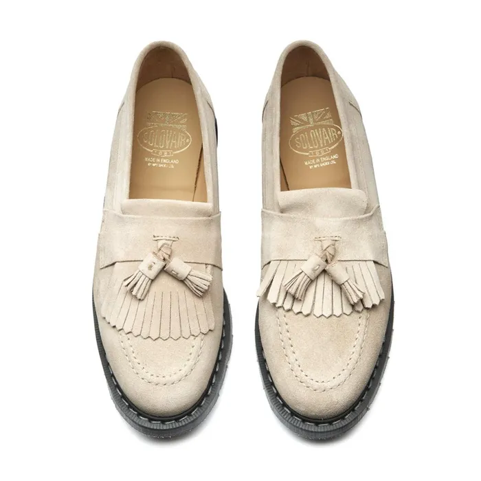 Women Solovair Loafers Sand Suede Tassel Loafer