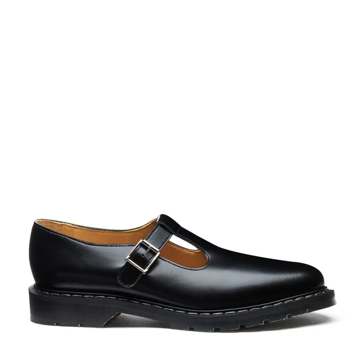 Women Solovair Mary Jane Shoes Black HiShine Mary Jane Shoe