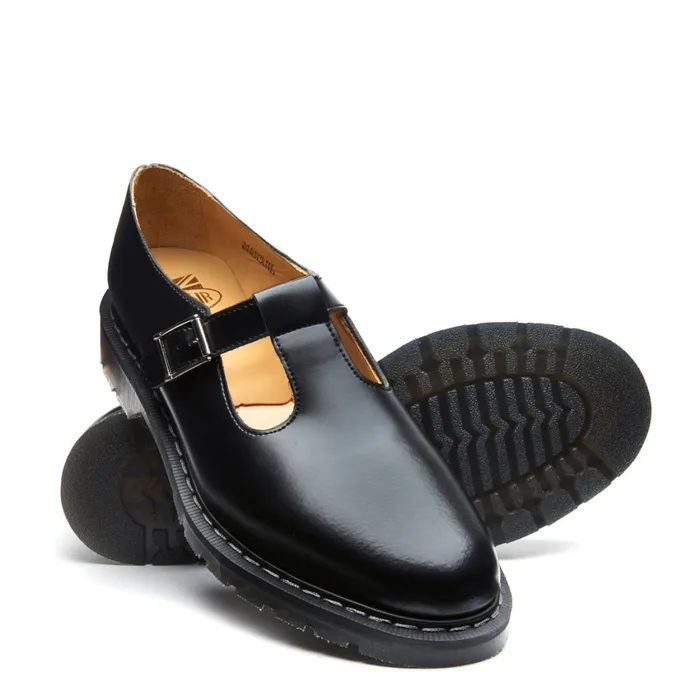Women Solovair Mary Jane Shoes Black HiShine Mary Jane Shoe