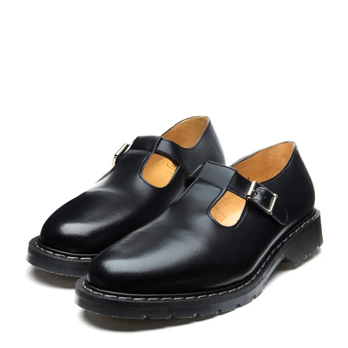 Women Solovair Mary Jane Shoes Black HiShine Mary Jane Shoe