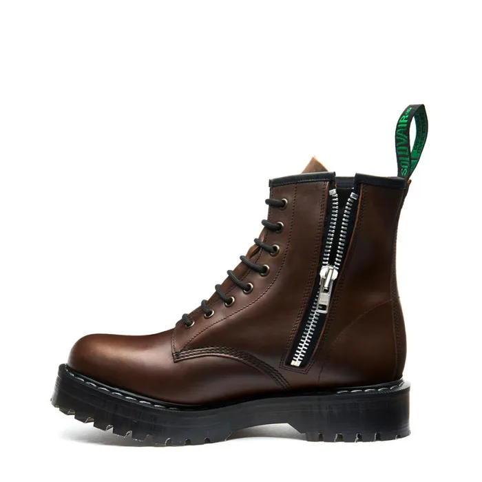 Women Solovair Platform Boots Gaucho Crazy Horse 8 Eye Zipped Platform Derby Boot