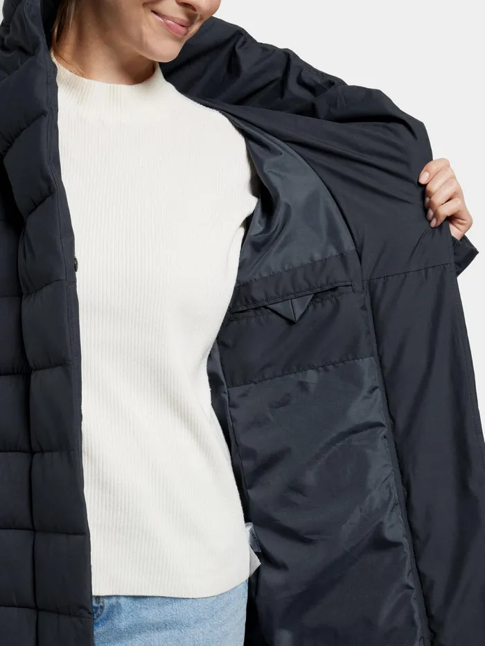 Women Stella Parka Long Dark Night Blue Didriksons Autumn Jackets