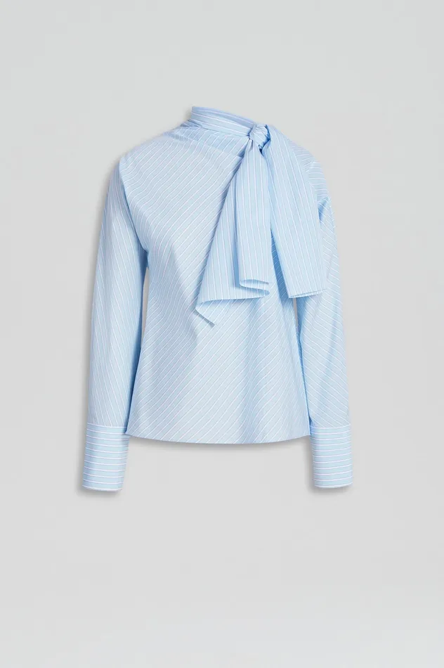 Women STRIPE CRAVAT SHIRT PALEBLUE Shirts Scanlan Theodore Women STRIPE CRAVAT SHIRT PALEBLUE Shirts Scanlan Theodore