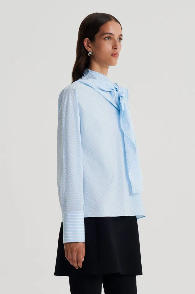 Women STRIPE CRAVAT SHIRT PALEBLUE Shirts Scanlan Theodore Women STRIPE CRAVAT SHIRT PALEBLUE Shirts Scanlan Theodore