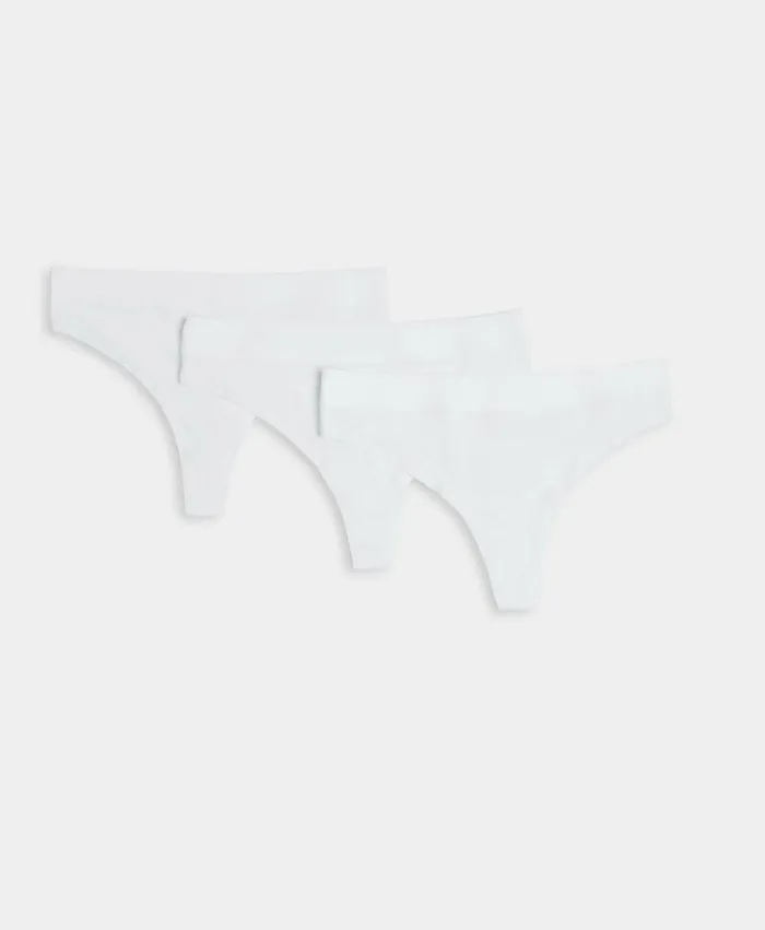 Women Sundown Soft Cotton Thong 3 Pack White Sweaty Betty Underwear