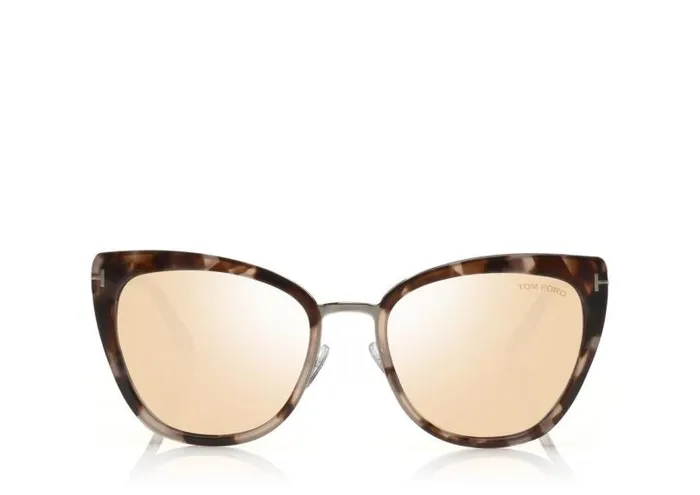 Women SUNGLASSES Tom Ford Simona Sunglasses Dark Havana Silver
