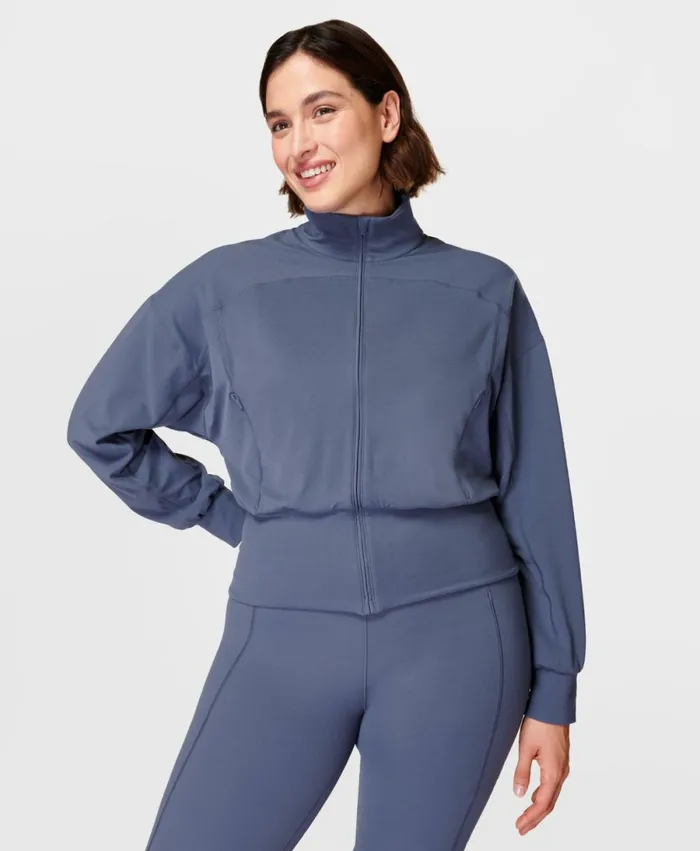 Women Super Soft Zip Up Bomber Endless Blue Sweaty Betty Jumpers Hoodies
