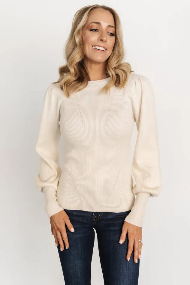 Women Sweaters Baltic Born Lilou Rib Knit Sweater Ivory
