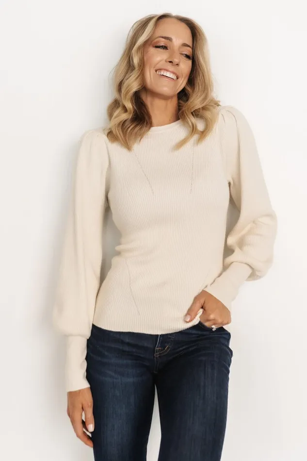 Women Sweaters Baltic Born Lilou Rib Knit Sweater Ivory
