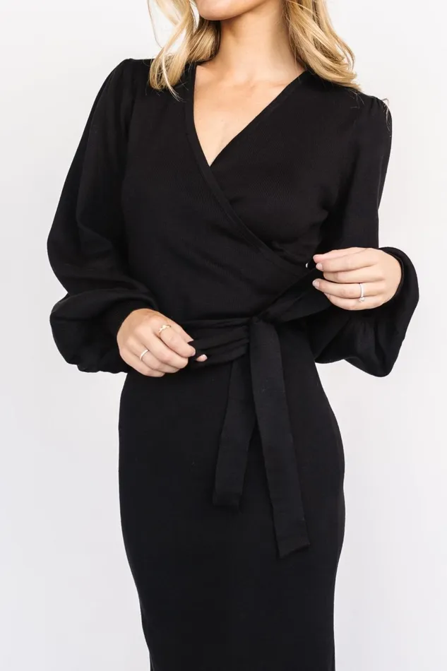 Women Sweaters Baltic Born Soho Bubble Sleeve Sweater Dress Black