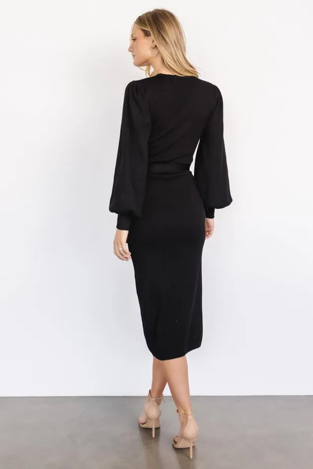 Women Sweaters Baltic Born Soho Bubble Sleeve Sweater Dress Black